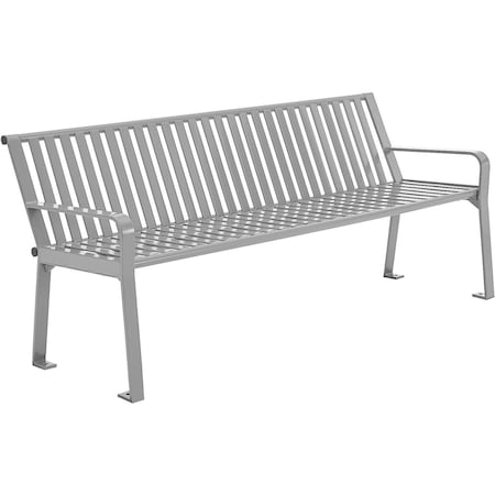 Global Industrial 6ft Outdoor Bench with Back, Vertical Steel Slat, Gray 694854GYKD